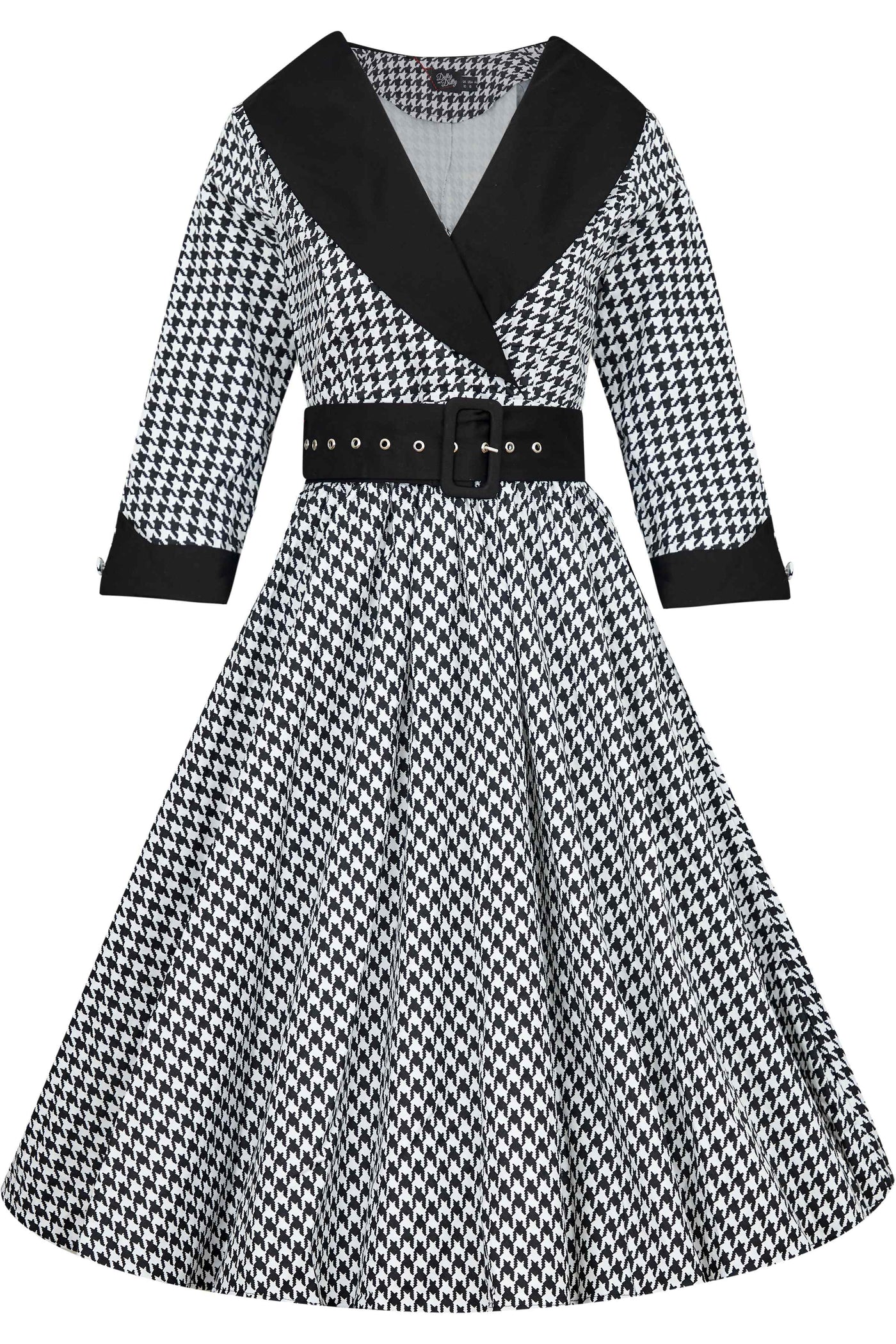 Front view of Houndstooth Coat Dress