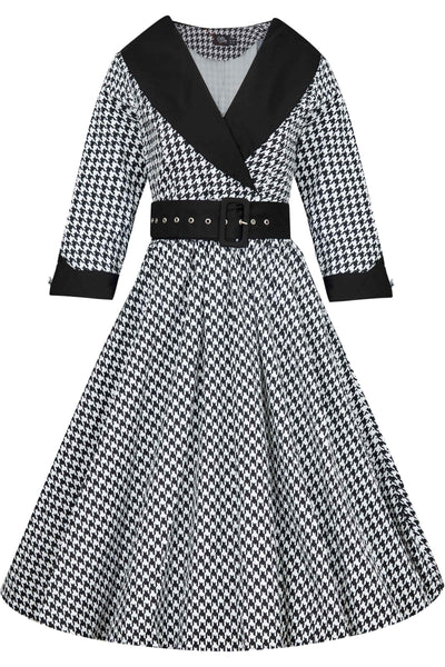 Front view of Houndstooth Coat Dress