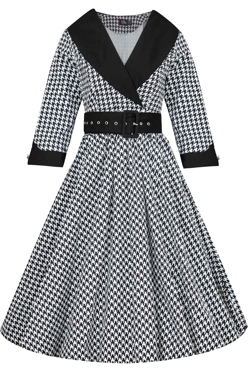 Front view of Houndstooth Coat Dress
