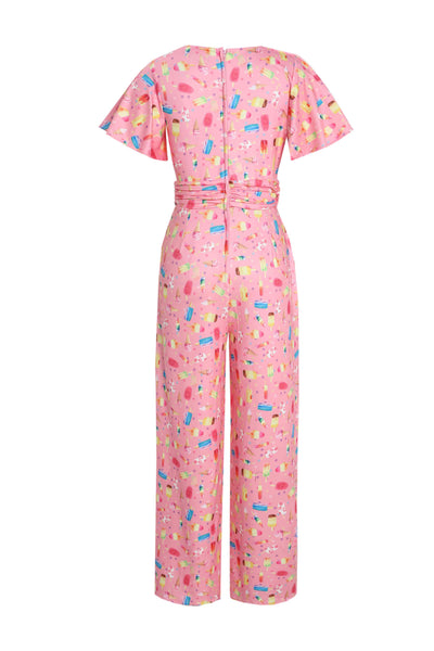 Back View of Ice Lolly Jumpsuit in Pink