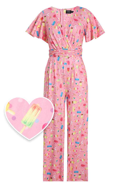 Front View of Ice Lolly Jumpsuit in Pink