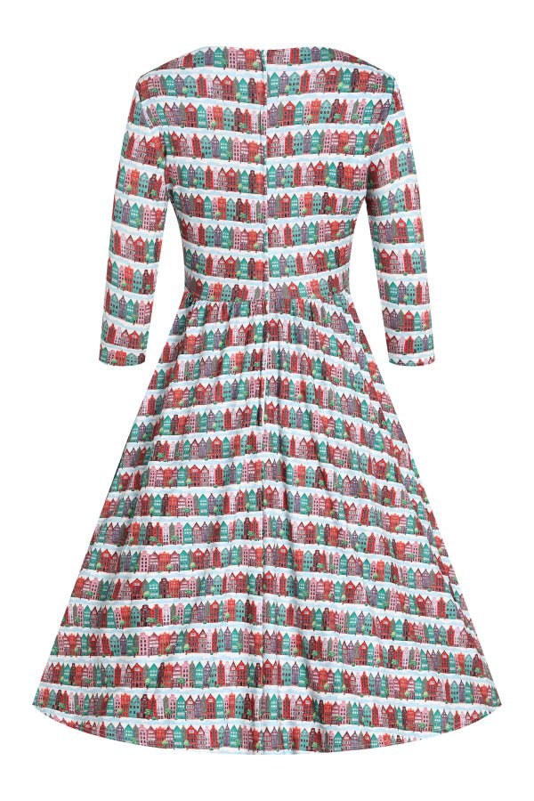 Back view of Italian Village Long Sleeved Dress