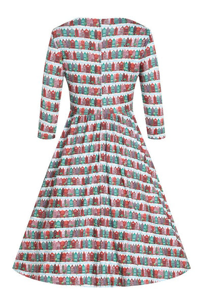 Back view of Italian Village Long Sleeved Dress