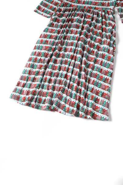 Close up view of Italian Village Long Sleeved Dress