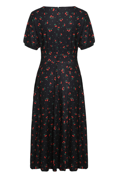 Retro Black Cherry Tea Dress