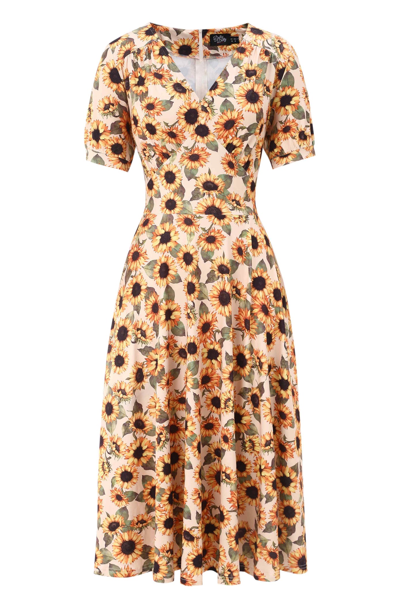 Front view of Julia Sunflower Midi Dress