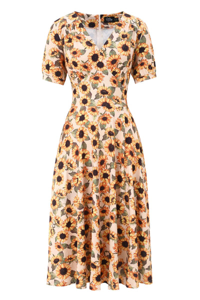 Front view of Julia Sunflower Midi Dress