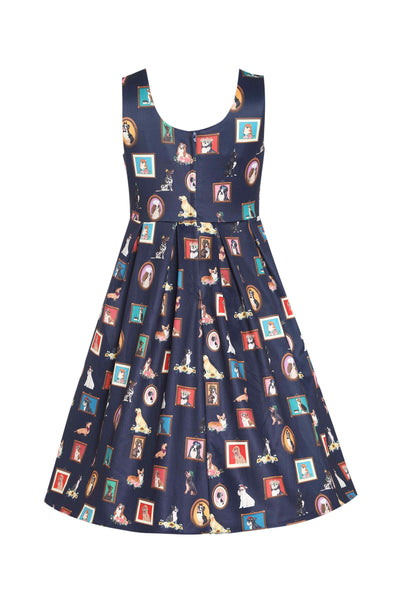 Back view of Kids Dog Picture Frame Swing Dress