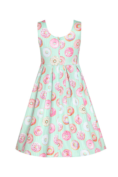 Back view of Kids Donut Green Swing Dress