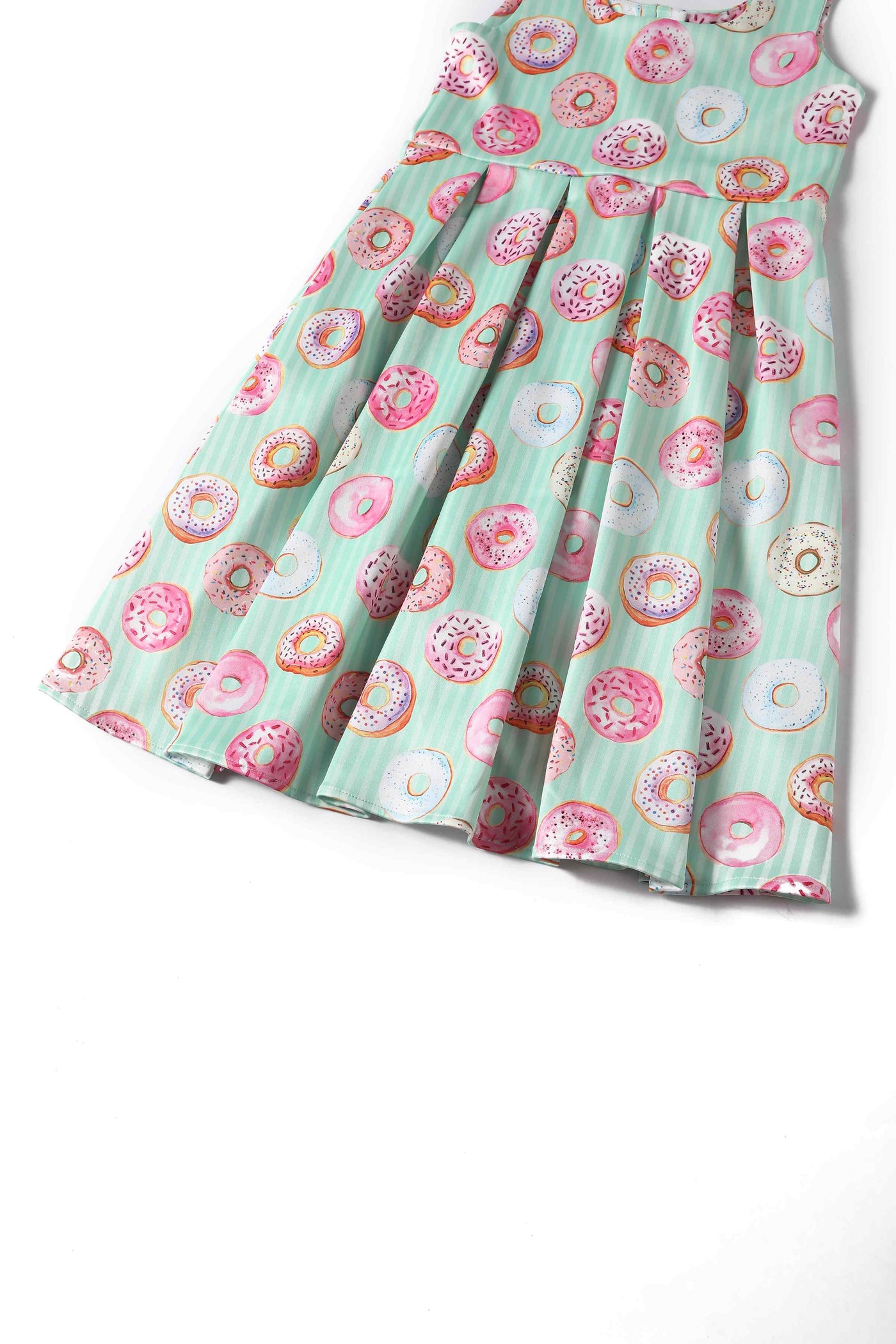 Close up view of Kids Donut Green Swing Dress