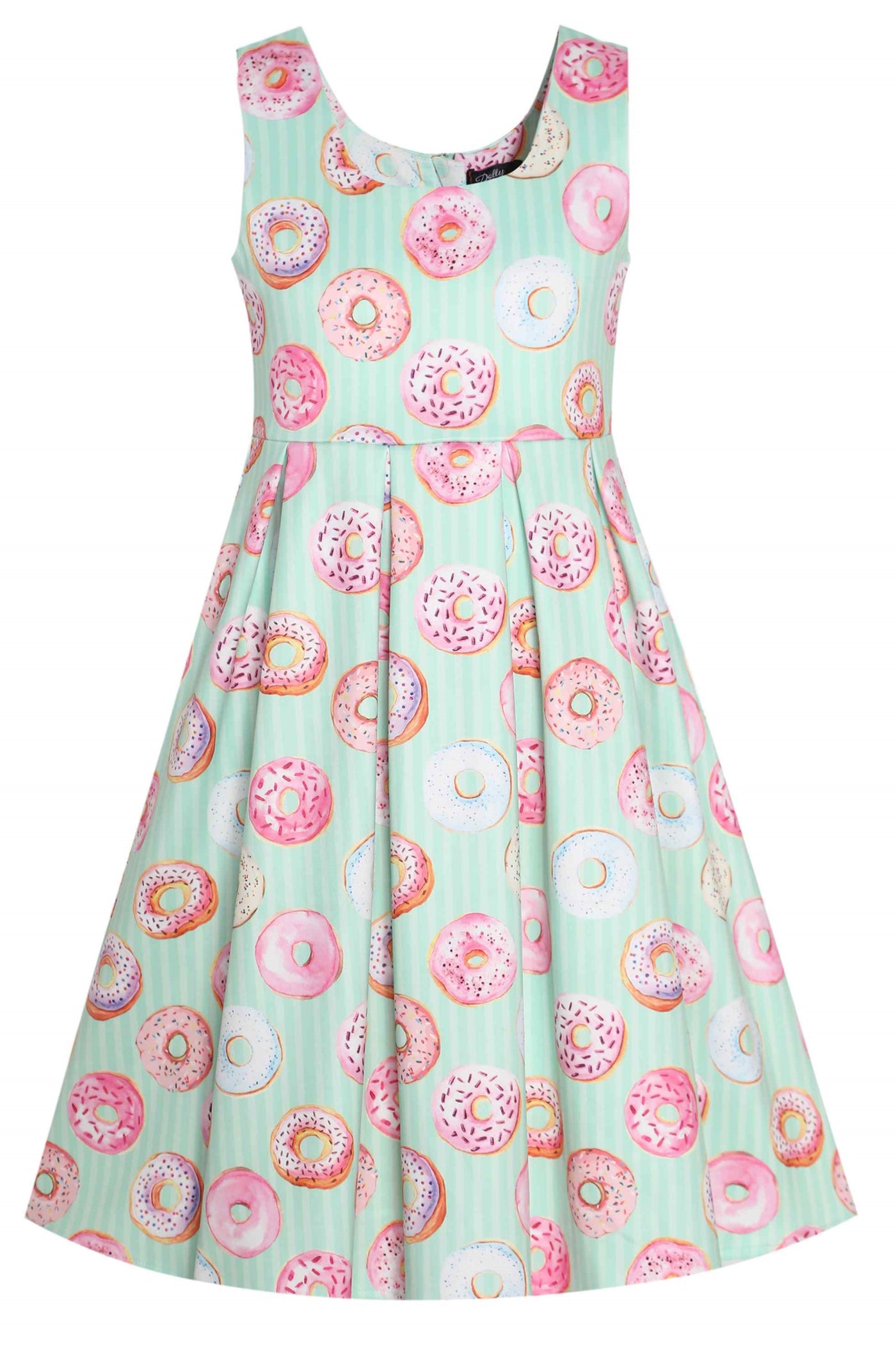 Front view of Kids Donut Green Swing Dress