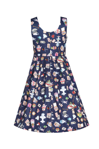 Back view of Kids Alice In Wonderland Flared Dress