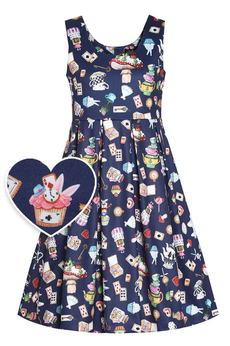 Front view of Amanda Alice In Wonderland Flared Dress