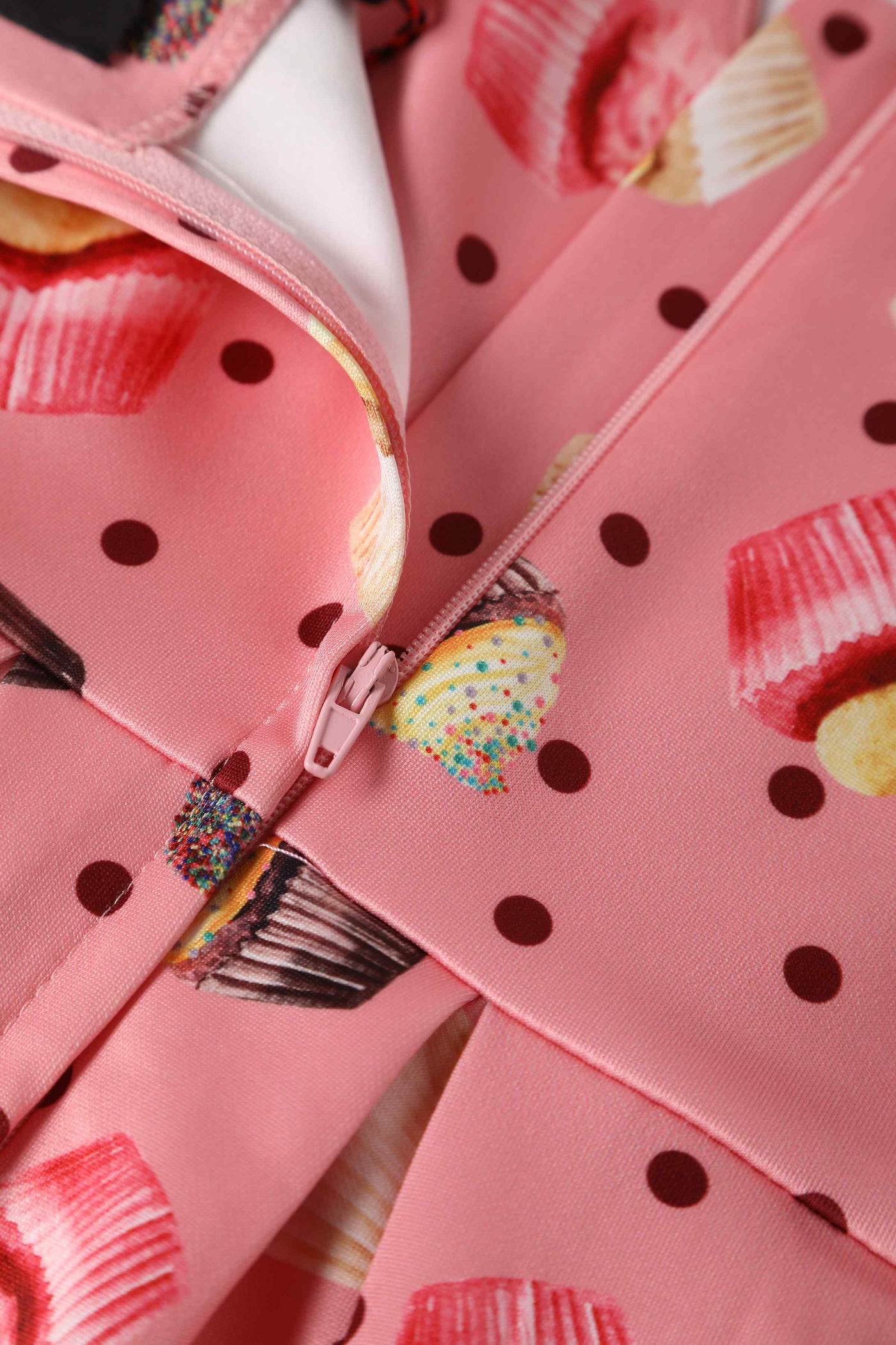 Close up view of Kids Pink Cupcake Swing Dress