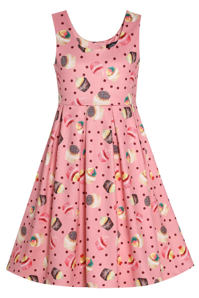 Front view of Kids Pink Cupcake Swing Dress