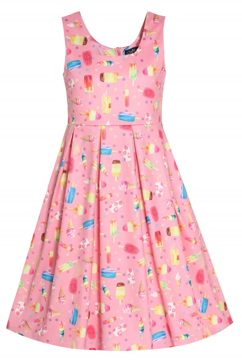 Front view of Kids Pink Ice Lolipop Flared Dress