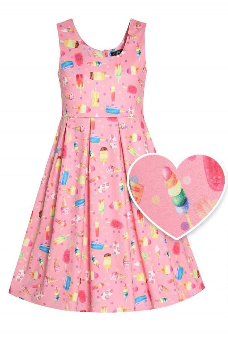 Front view of Kids Pink Ice Lolipop Flared Dress