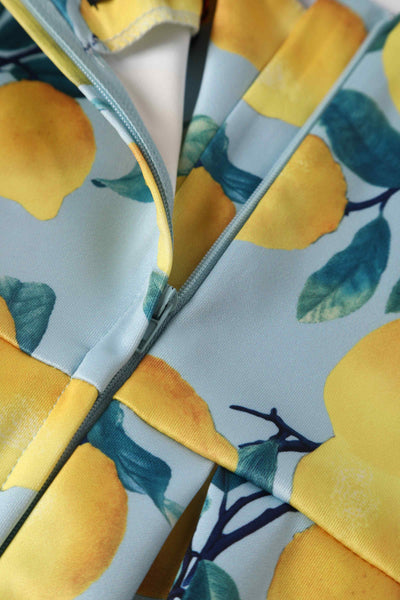 Close up view of Kids Summer Lemon Swing Dress