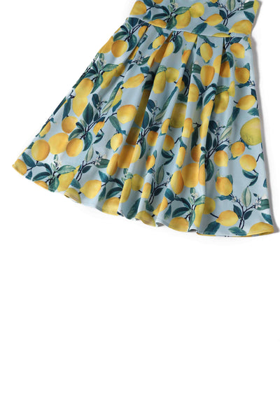 Close up view of Kids Summer Lemon Swing Dress