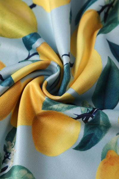 Close up view of Kids Summer Lemon Swing Dress