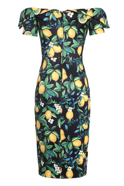 Back View of Lemon Pencil Dress in Black