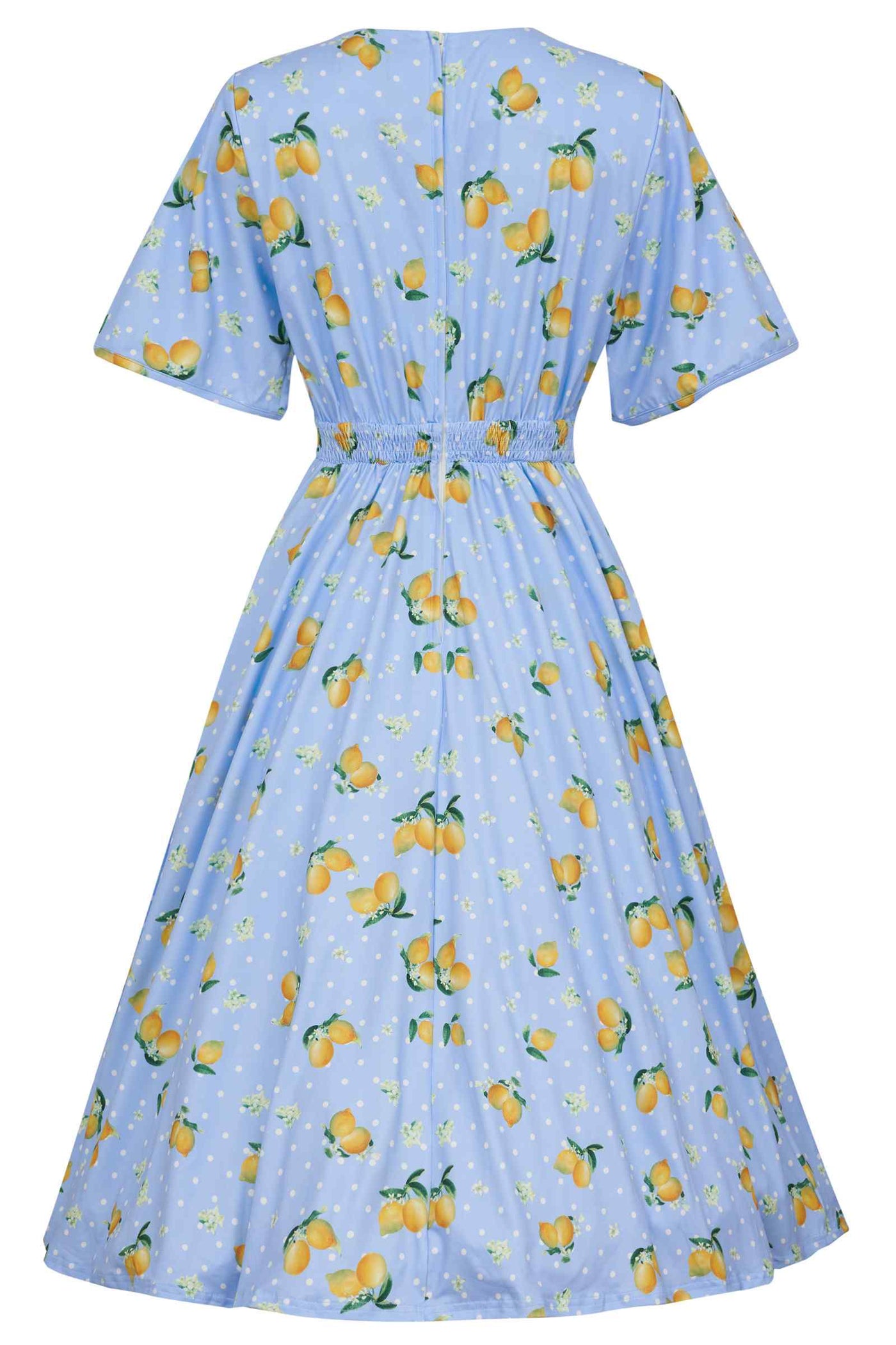 Blue Lemon Petal Sleeved Tea Dress