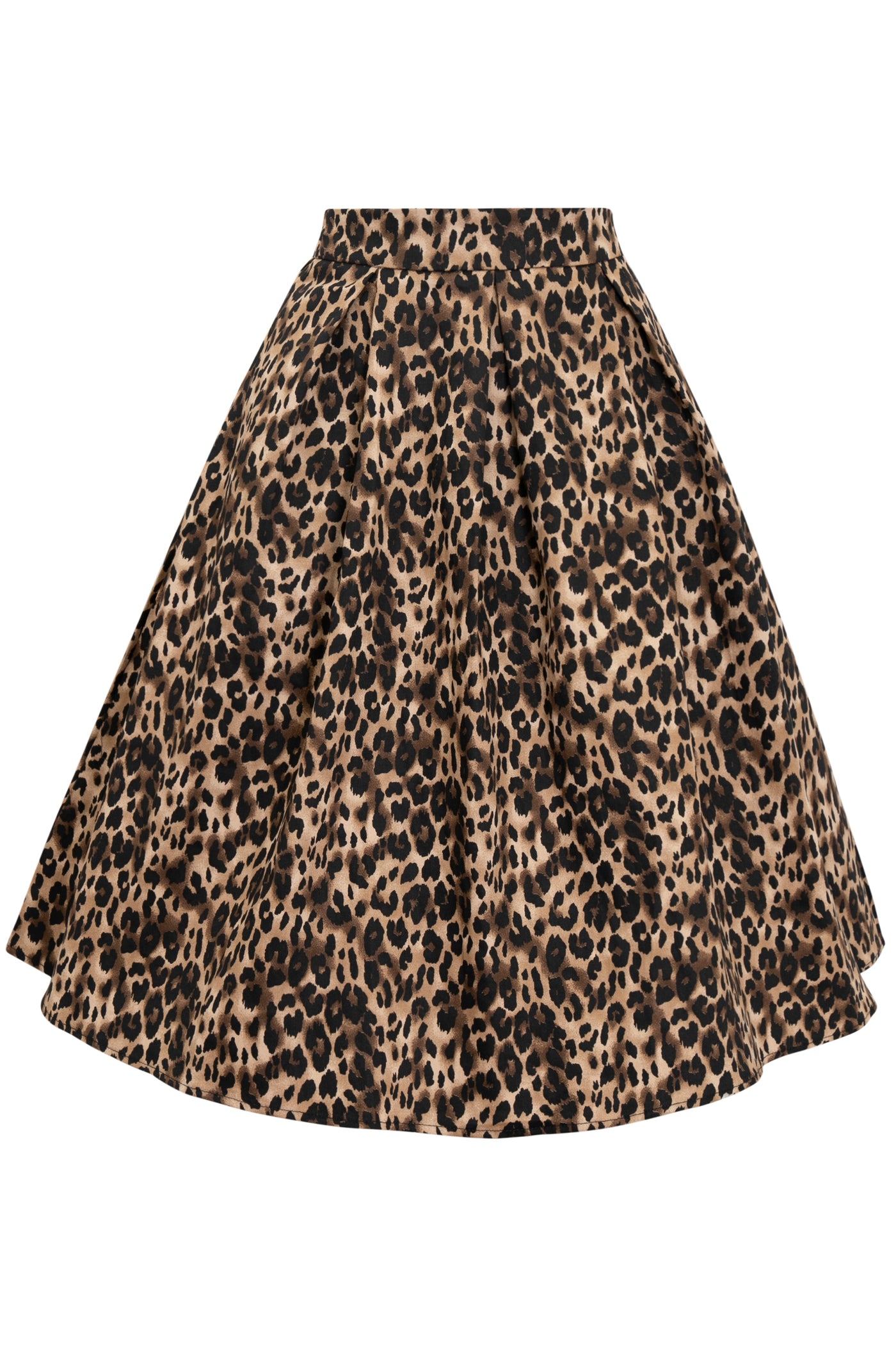 Brown leopard print flared skirt front