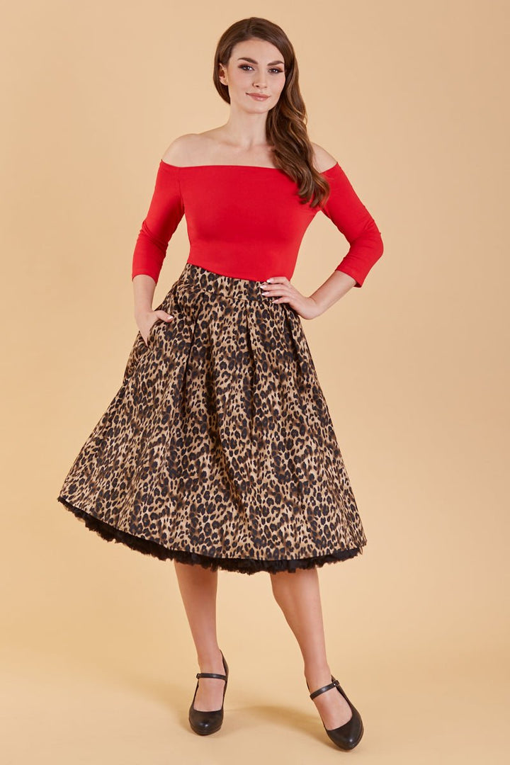 Box Pleat Animal Print Swing Skirt