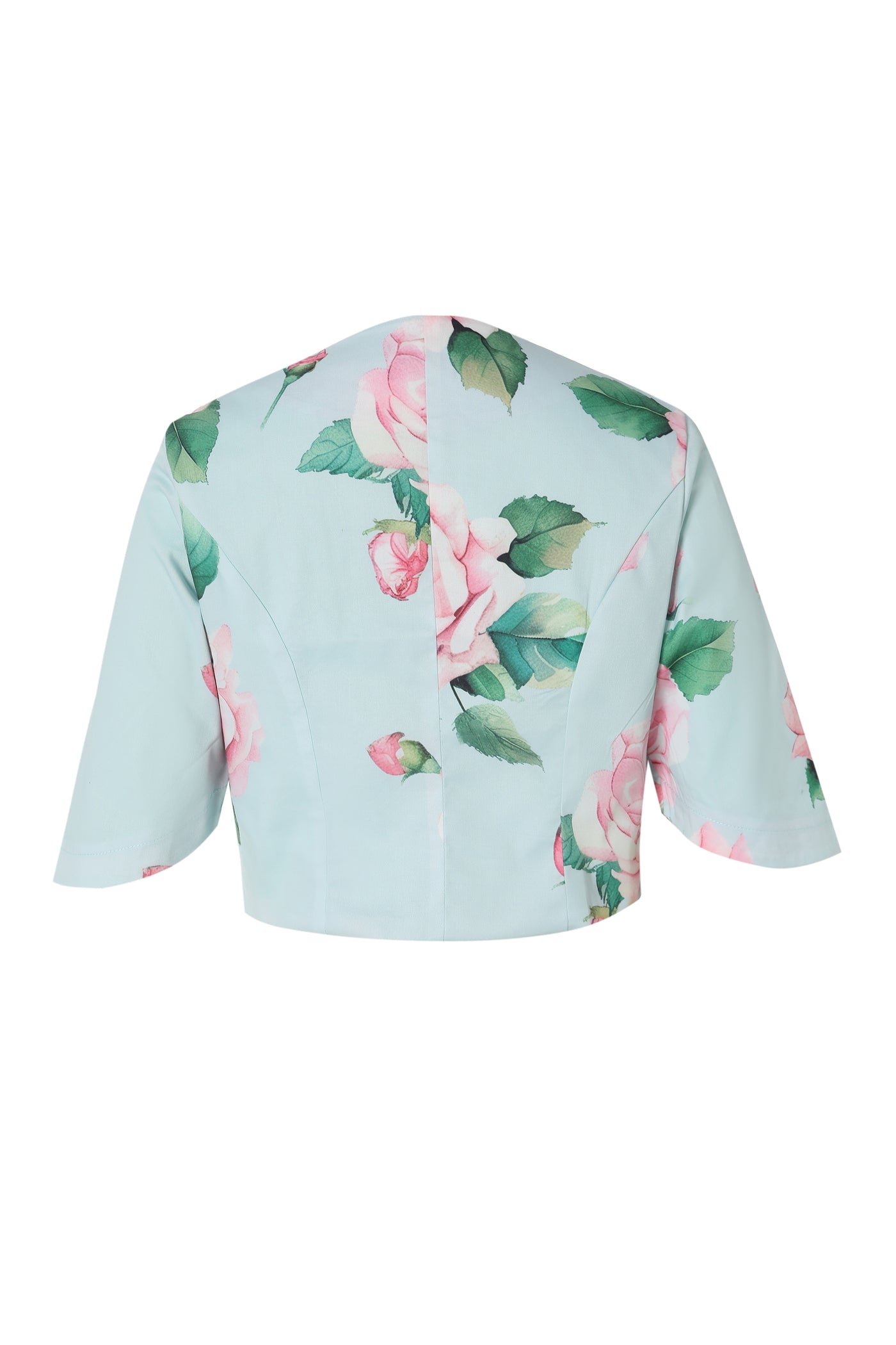 Back view of Light Blue Floral Bolero Jacket