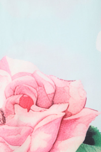 Close up view of Light Blue Floral Bolero Jacket