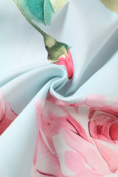 Close up view of Light Blue Floral Bolero Jacket