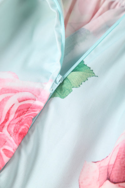 Close up view of Light Blue Floral Bolero Jacket