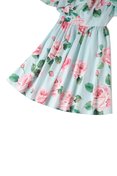 Close up view Light Blue Floral Bolero Jacket