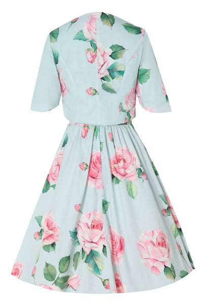 Back view of Light Blue Floral Bolero Jacket