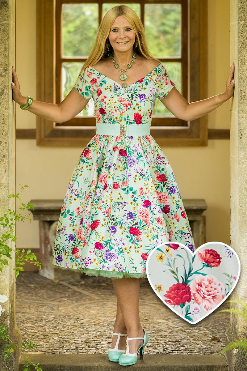 Light Green Floral Dress with Pockets Light Green Floral Dress with Pockets