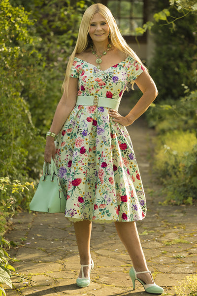 Model photo of Light Green Floral Dress