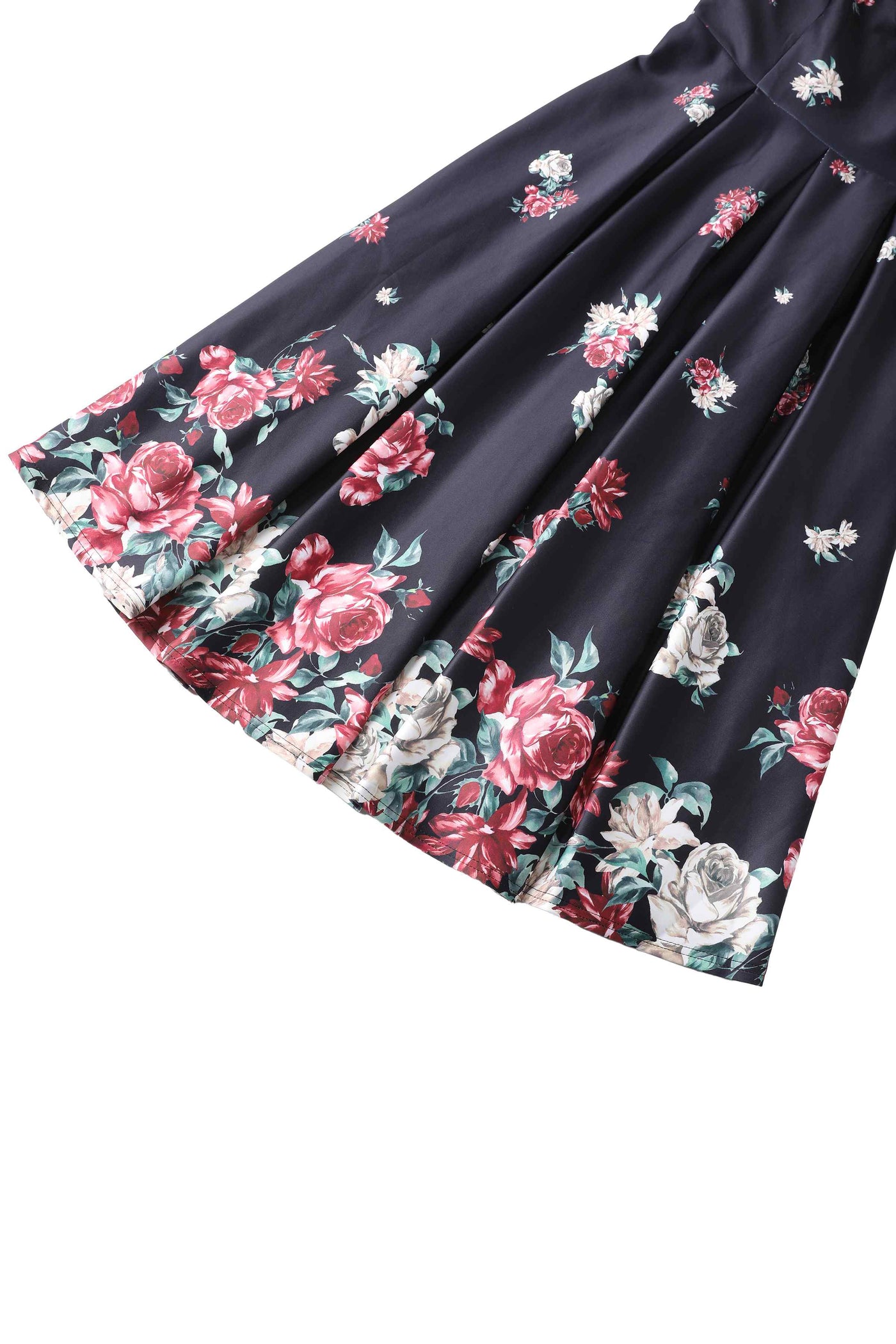Close up view of Lily Black Falling Rose Off Shoulder Dress