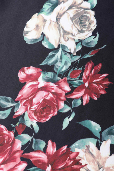 Pattern of Lily Black Falling Rose Off Shoulder Dress