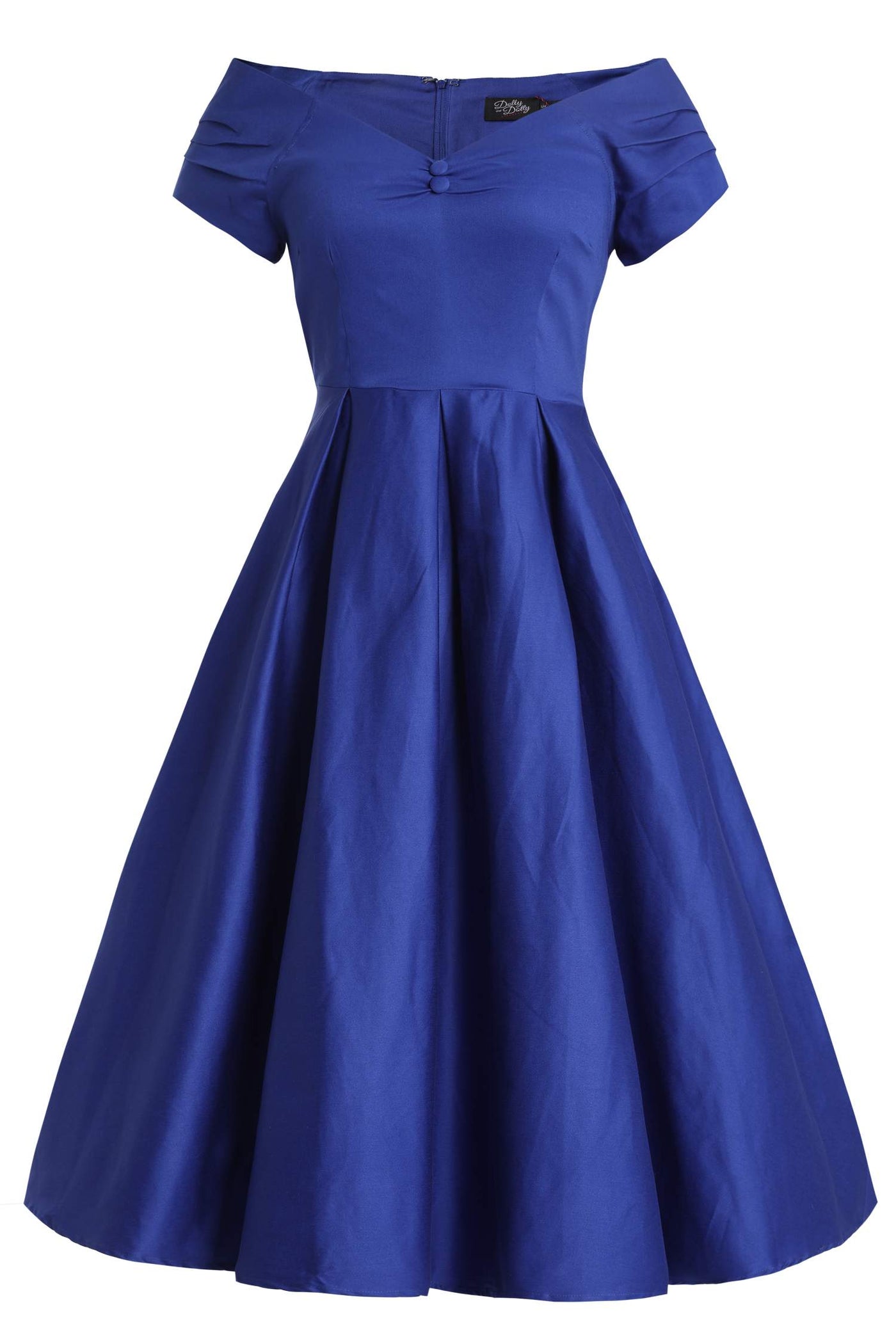 Front view of Lily Dark Blue Off Shoulder Dress