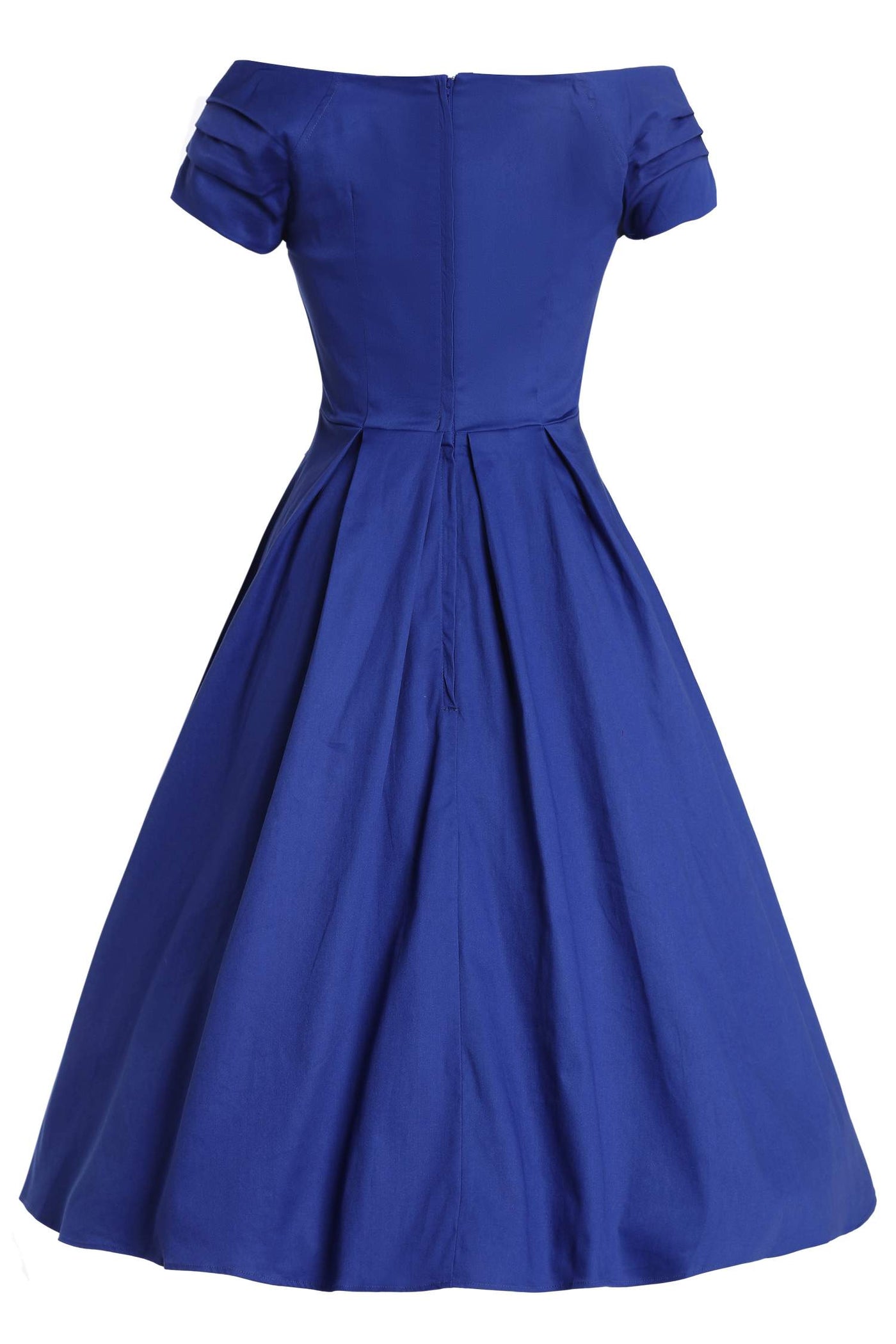 Back view of Lily Dark Blue Off Shoulder Dress