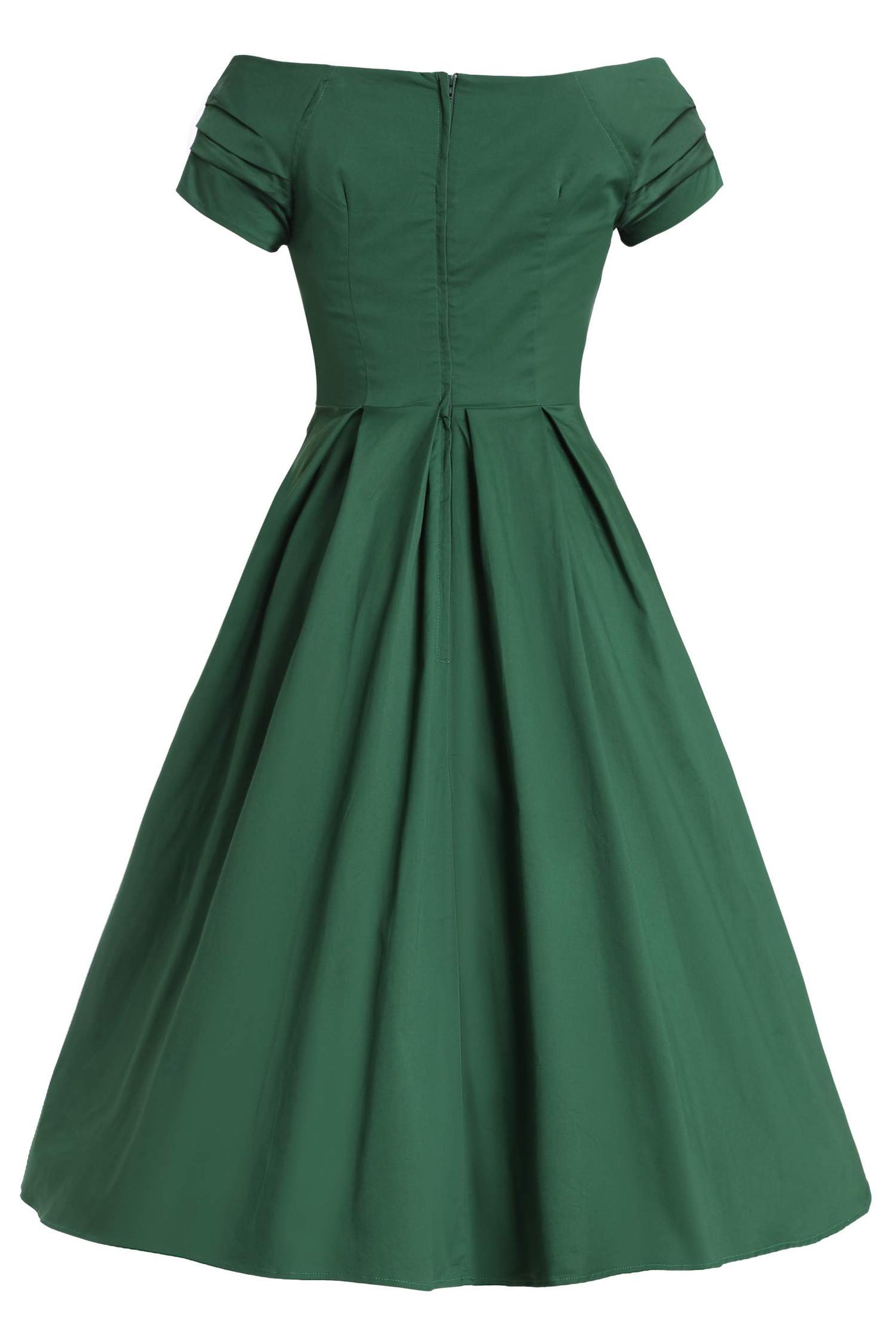 Back view of Lily Dark Green Off Shoulder Dress