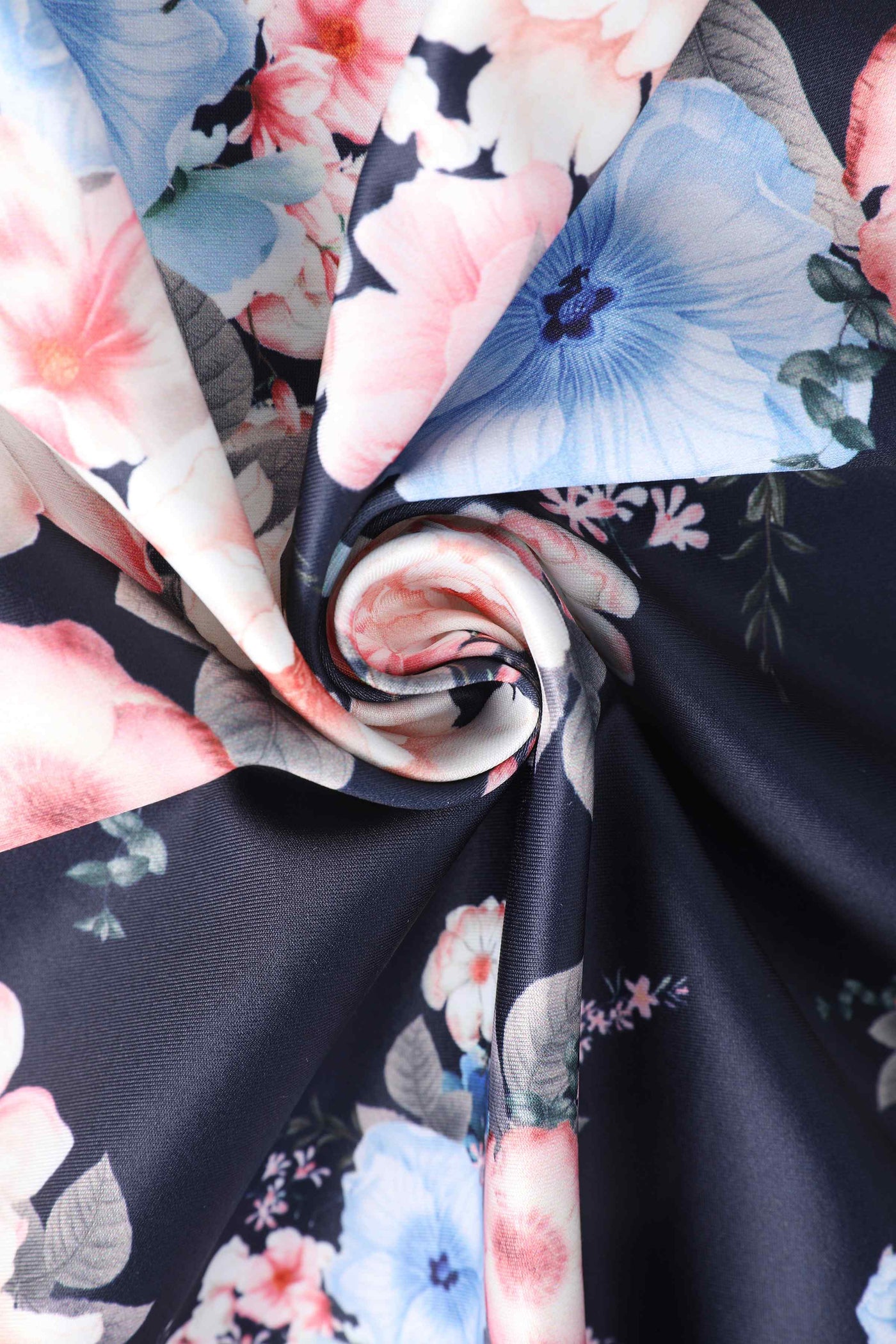 Fabric of Lily Navy Blue Falling Rose Off Shoulder Dress