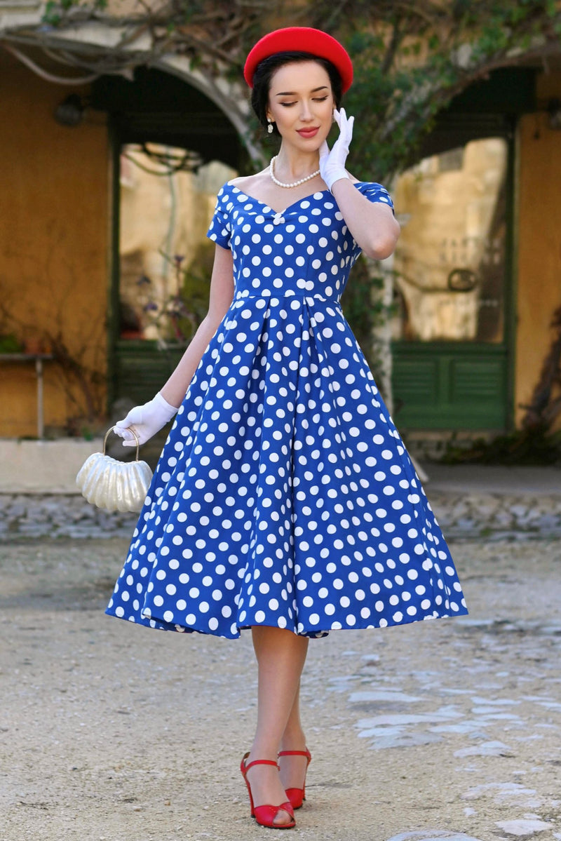 blue dress for baby girl Polka Dot Silk Twill Collared Mini Dress With Belt Detail – Rodarte main image 1
