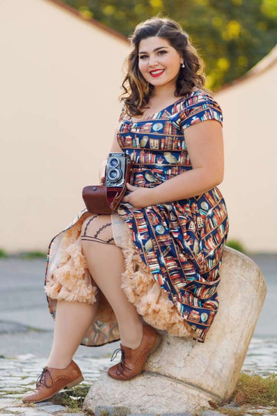 A lovely model wearing Off Shoulder Book & Owl Dress