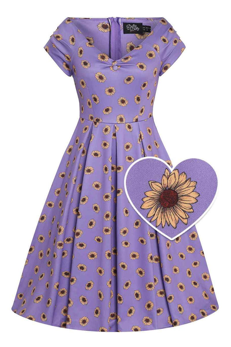 purple yellow dress Purple Off Shoulder Dress With Yellow Sunflowers