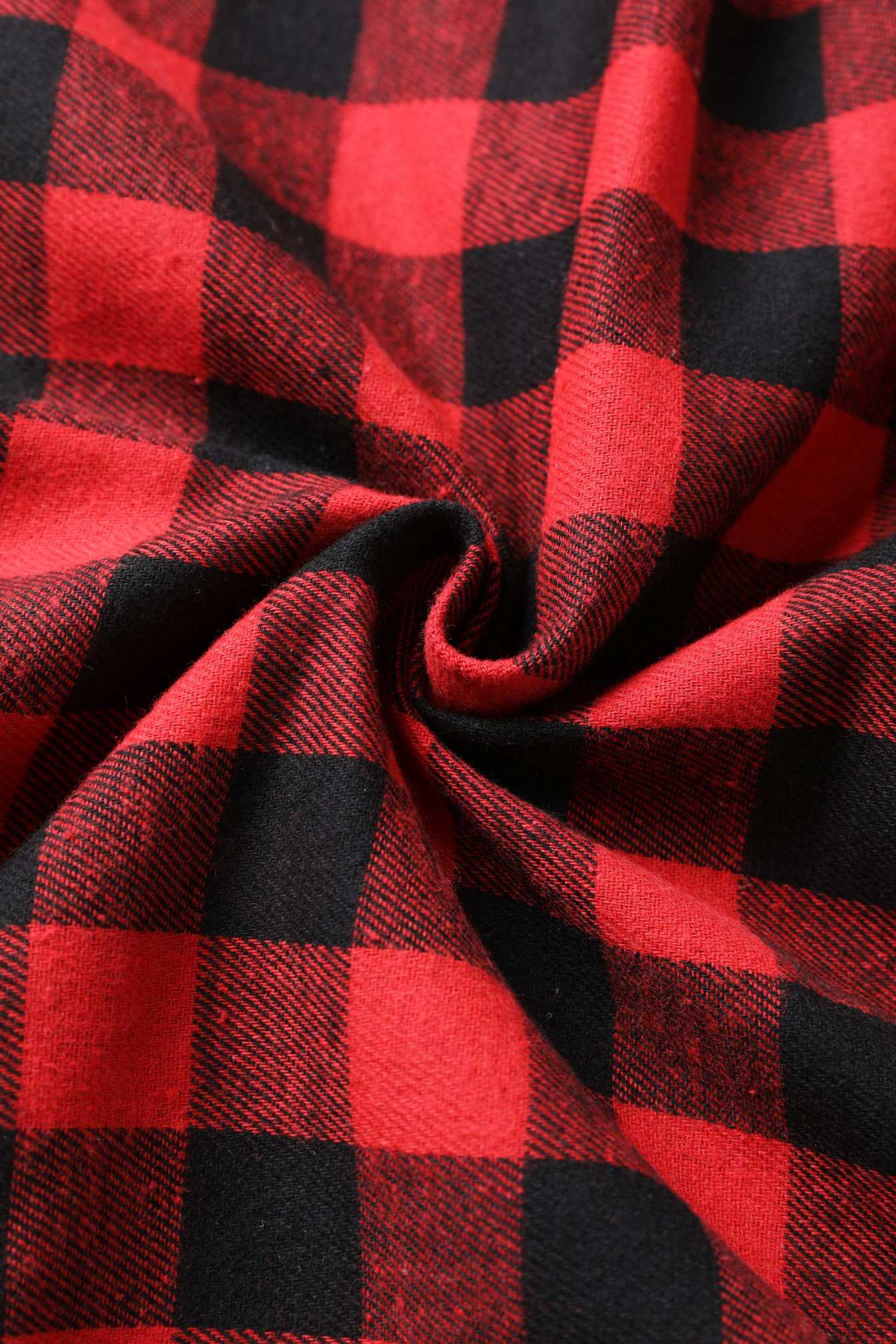 Fabric of Lily Red Check Off Shoulder Dress