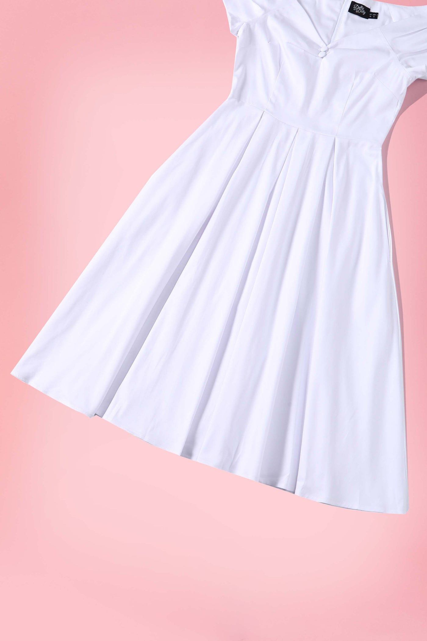 Close up view of Lily White Off Shoulder Midi Dress