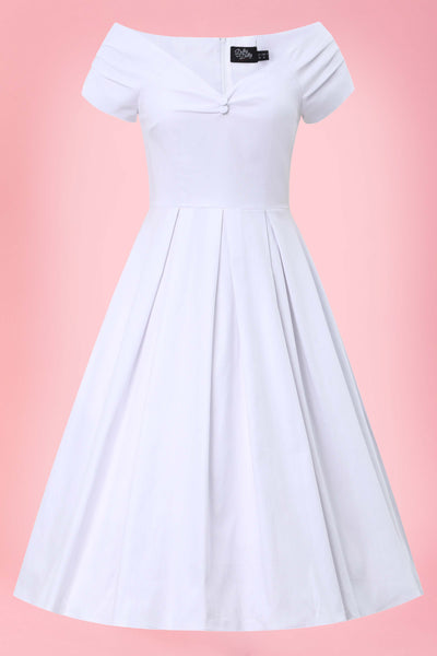 Front view of Lily White Off Shoulder Midi Dress
