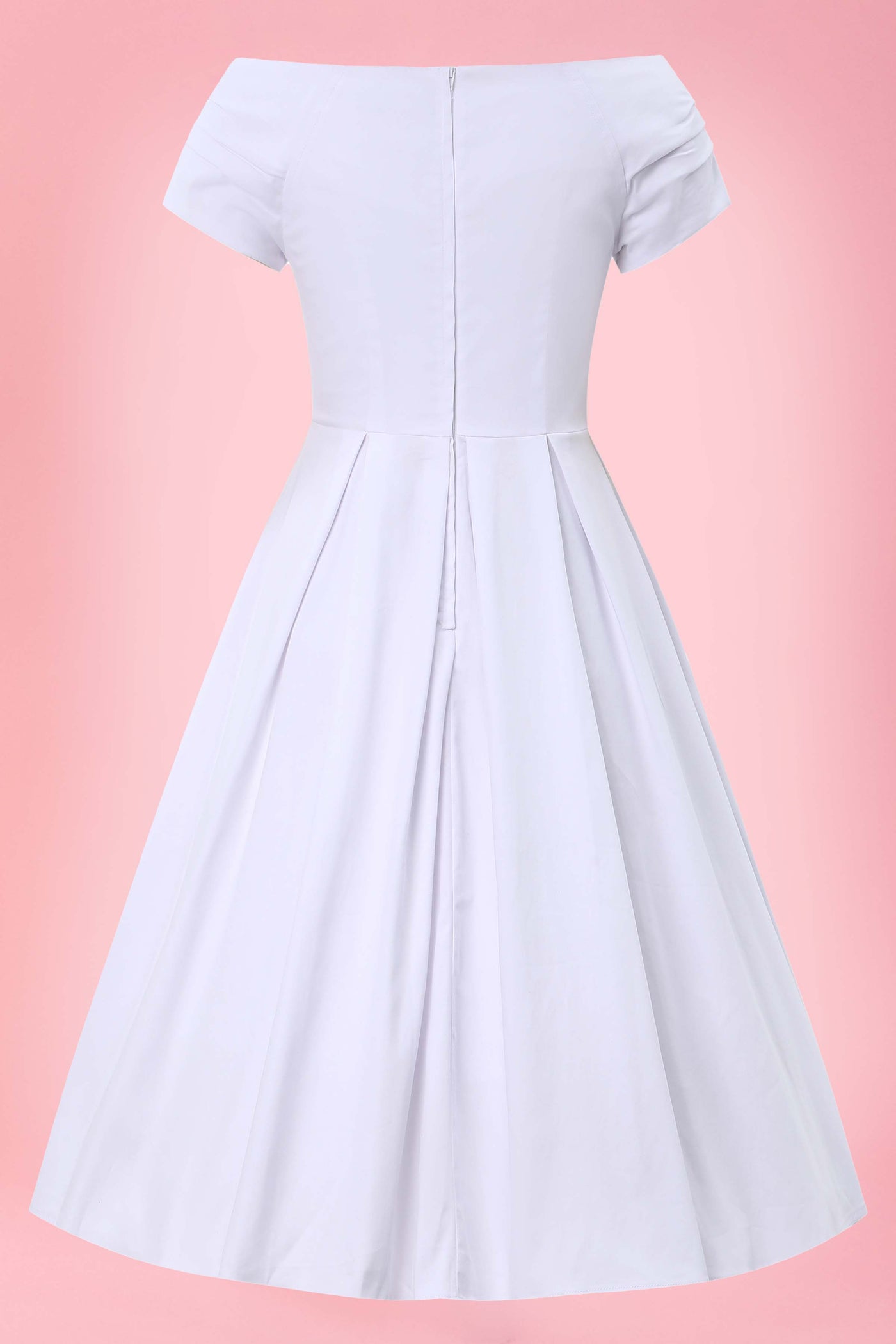 Back view of Lily White Off Shoulder Midi Dress