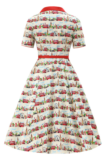 Back view of London Midi Shirt Dress In White